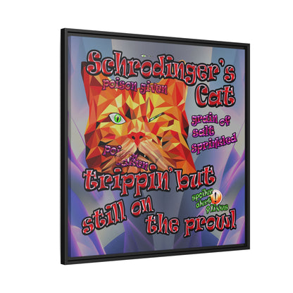 schrodinger's cat - framed canvas art (grey-pink wave)