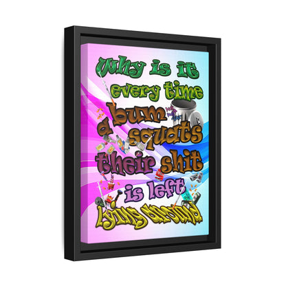 the bum's shit - framed canvas art (light blue-pink wave)