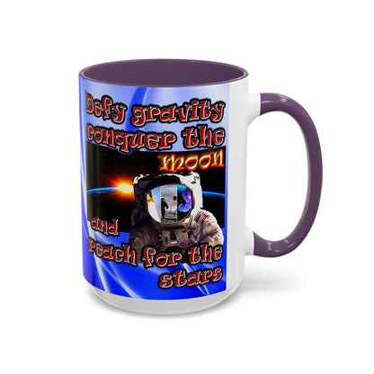 defy conquer reach - Accent Mug (blue-white wave)