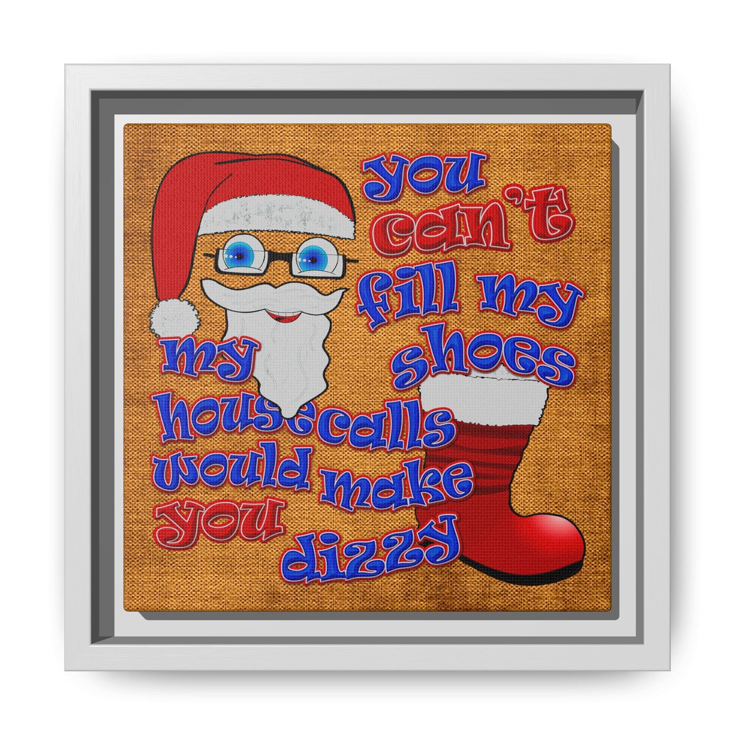 santa's shoes - framed canvas art (brown papyrus)
