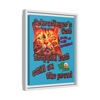 schrodinger's cat - framed canvas art (turquoise)