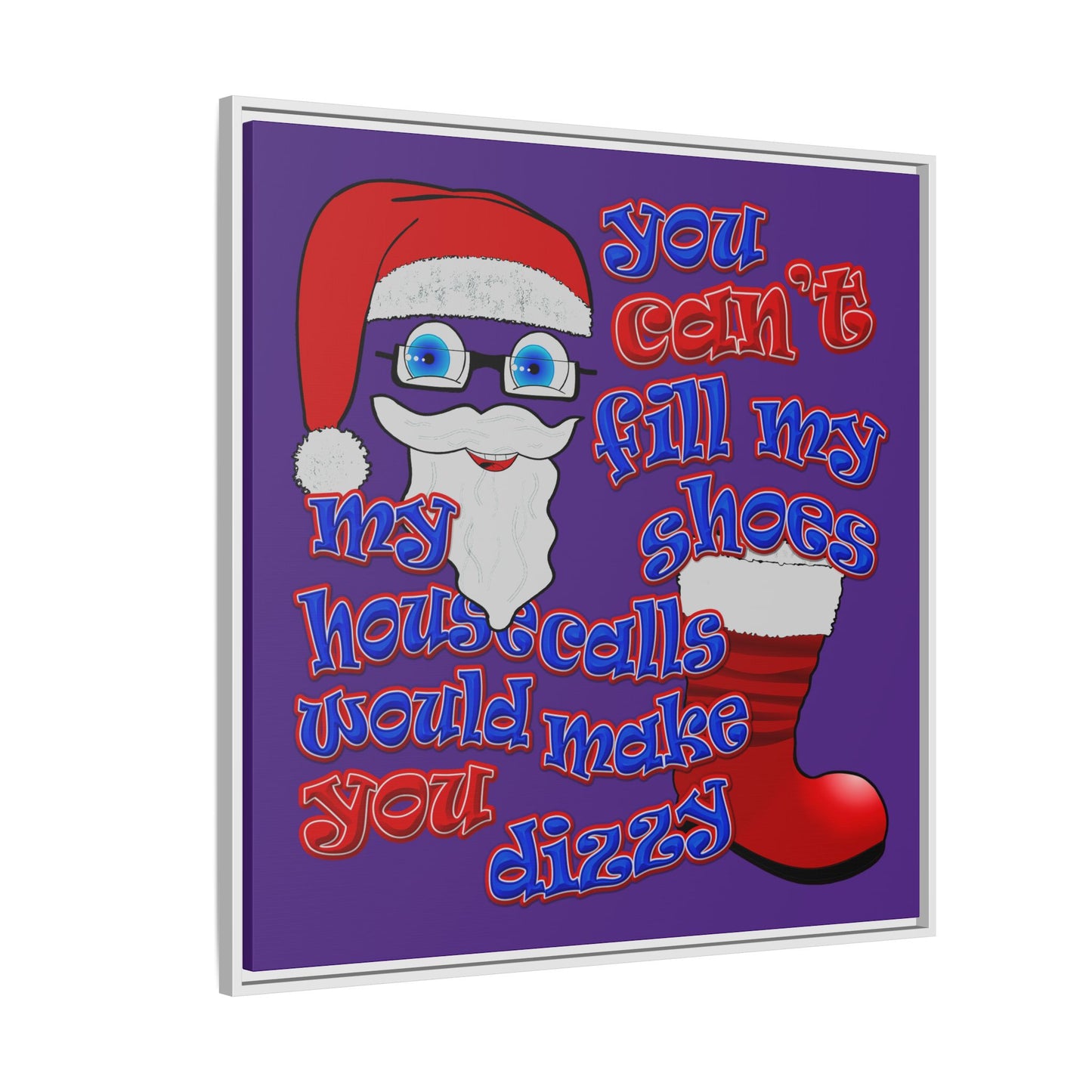 santa's shoes - framed canvas art (purple)