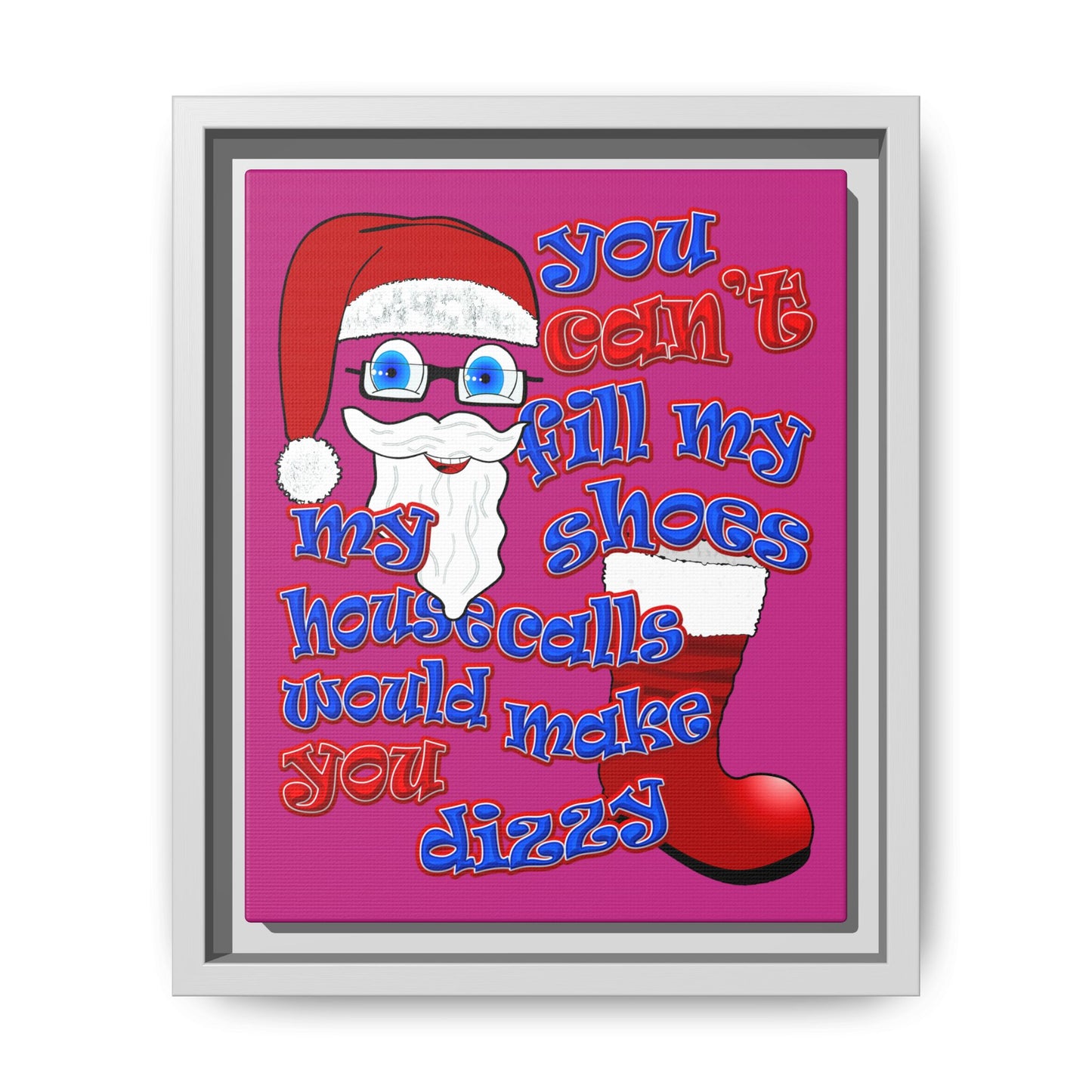 santa's shoes - framed canvas art (pink)