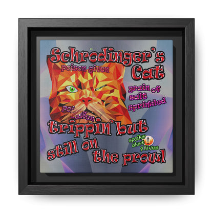 schrodinger's cat - framed canvas art (grey-pink wave)