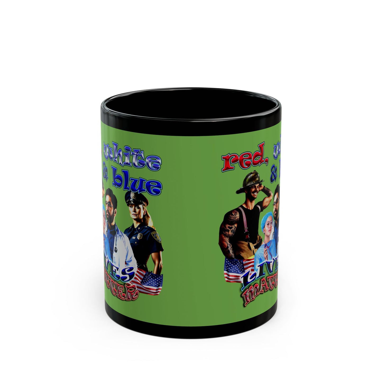 rw&b lives matter - Black Mug (green)