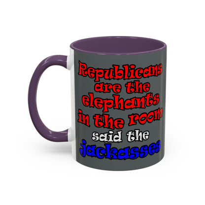 donkeys and elephants - Accent Mug (dark grey)