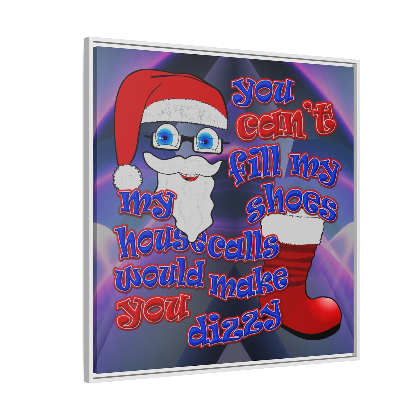 santa's shoes - framed canvas art (grey-pink wave)