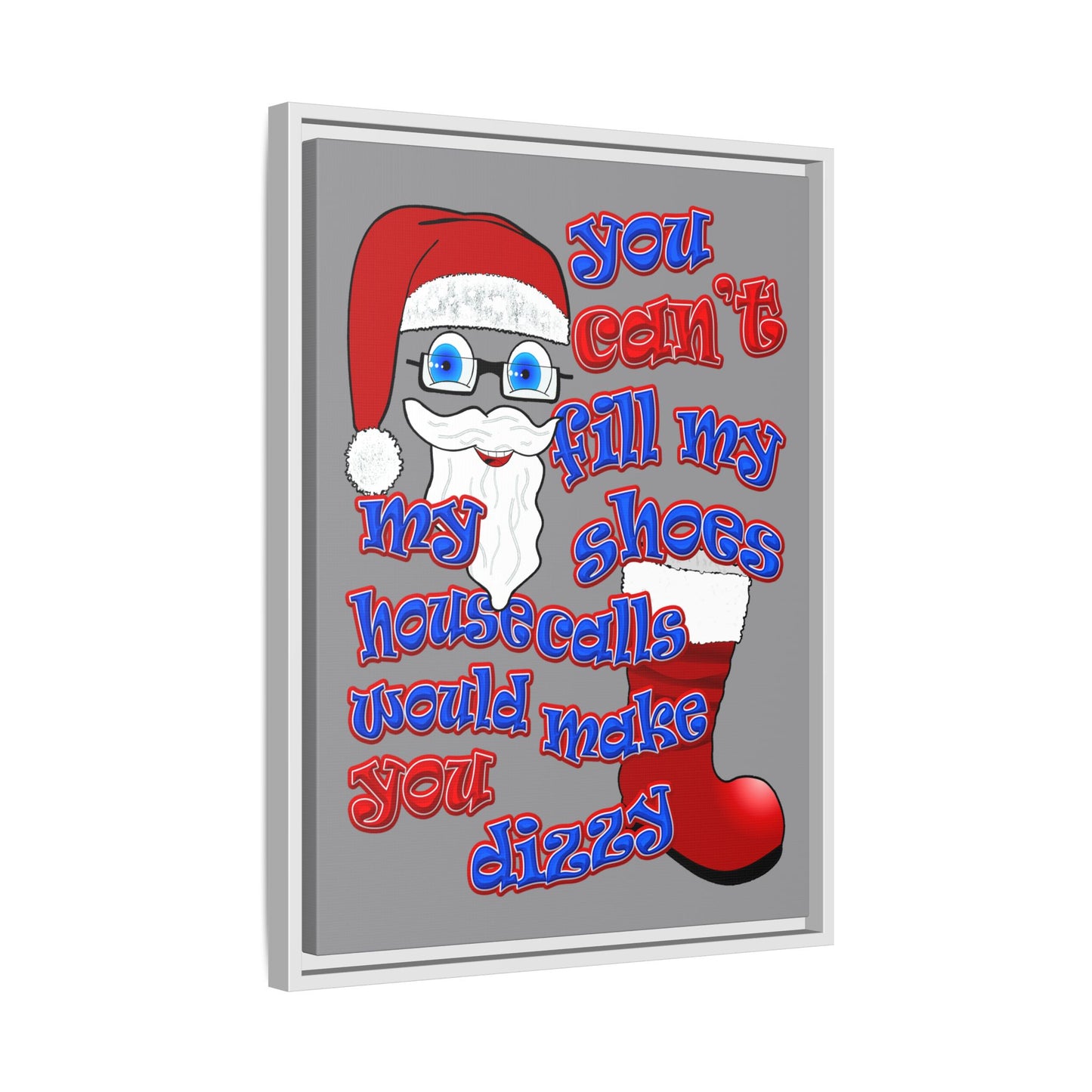santa's shoes - framed canvas art (grey)