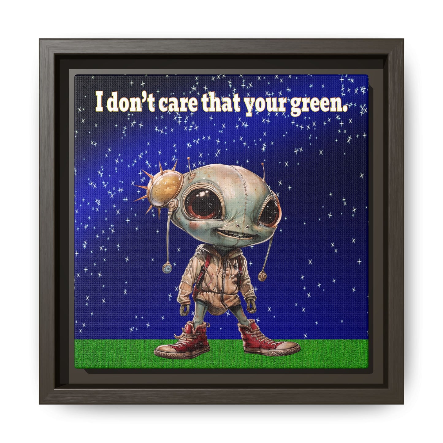I don't care that your green - framed canvas art ('snoops' background)