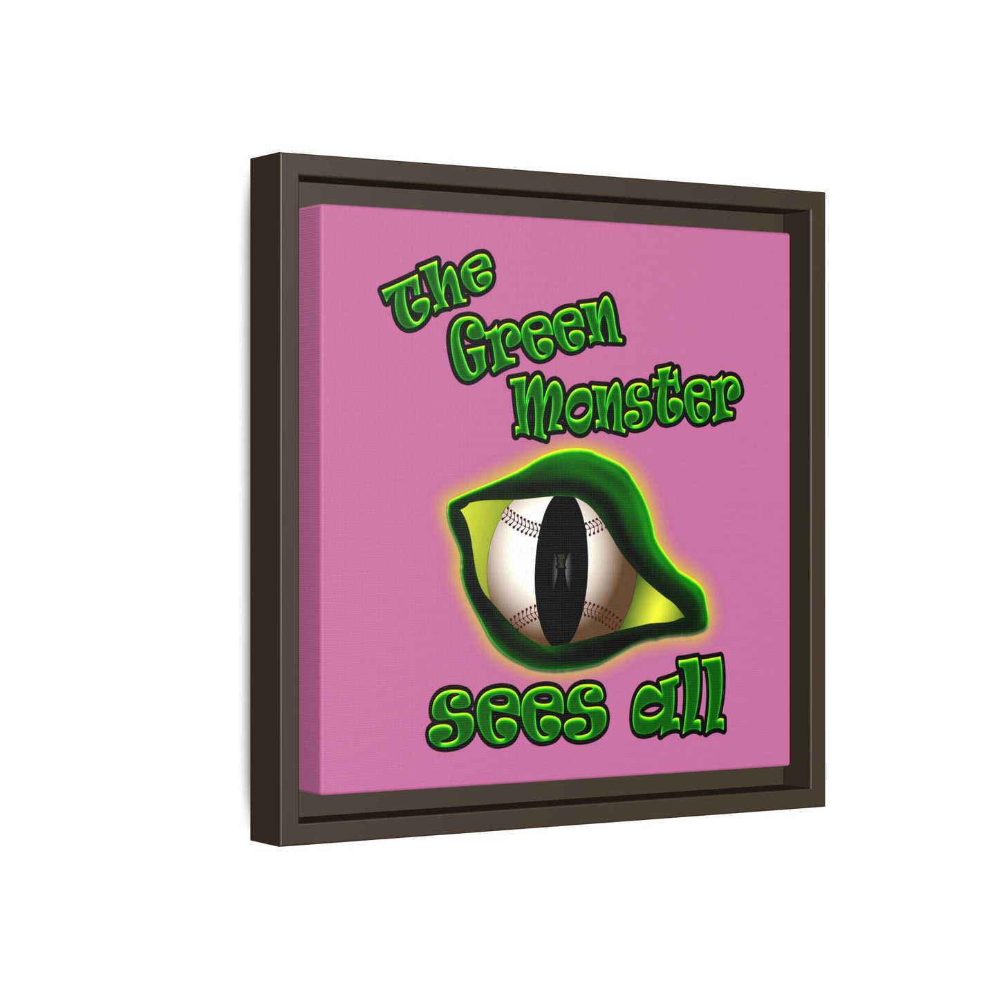 green monster - framed canvas art (light pink)