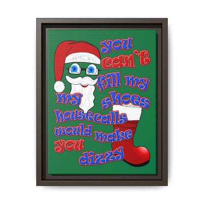 santa's shoes - framed canvas art (dark green)