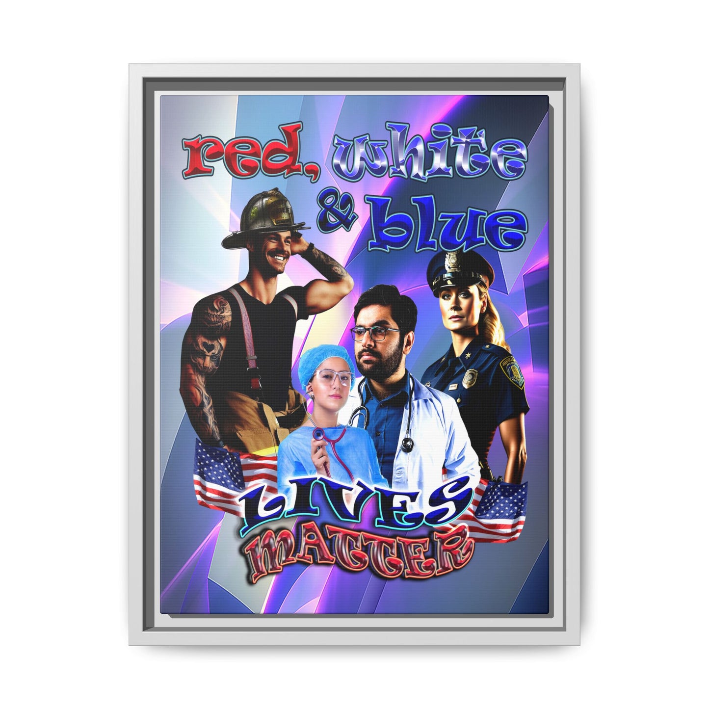 rw&b lives matter - framed canvas art (grey-pink wave)