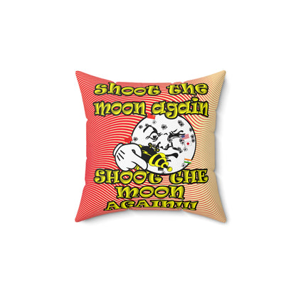 shoot the moon again - Spun Polyester Square Pillow - (yellow-orange wave)