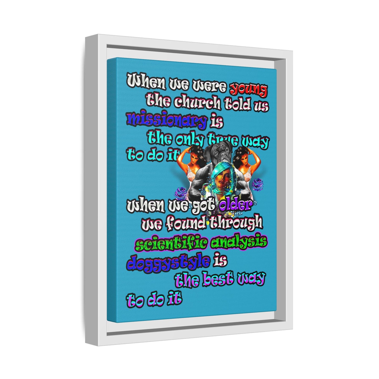 doggystyle - framed canvas art (turquoise)