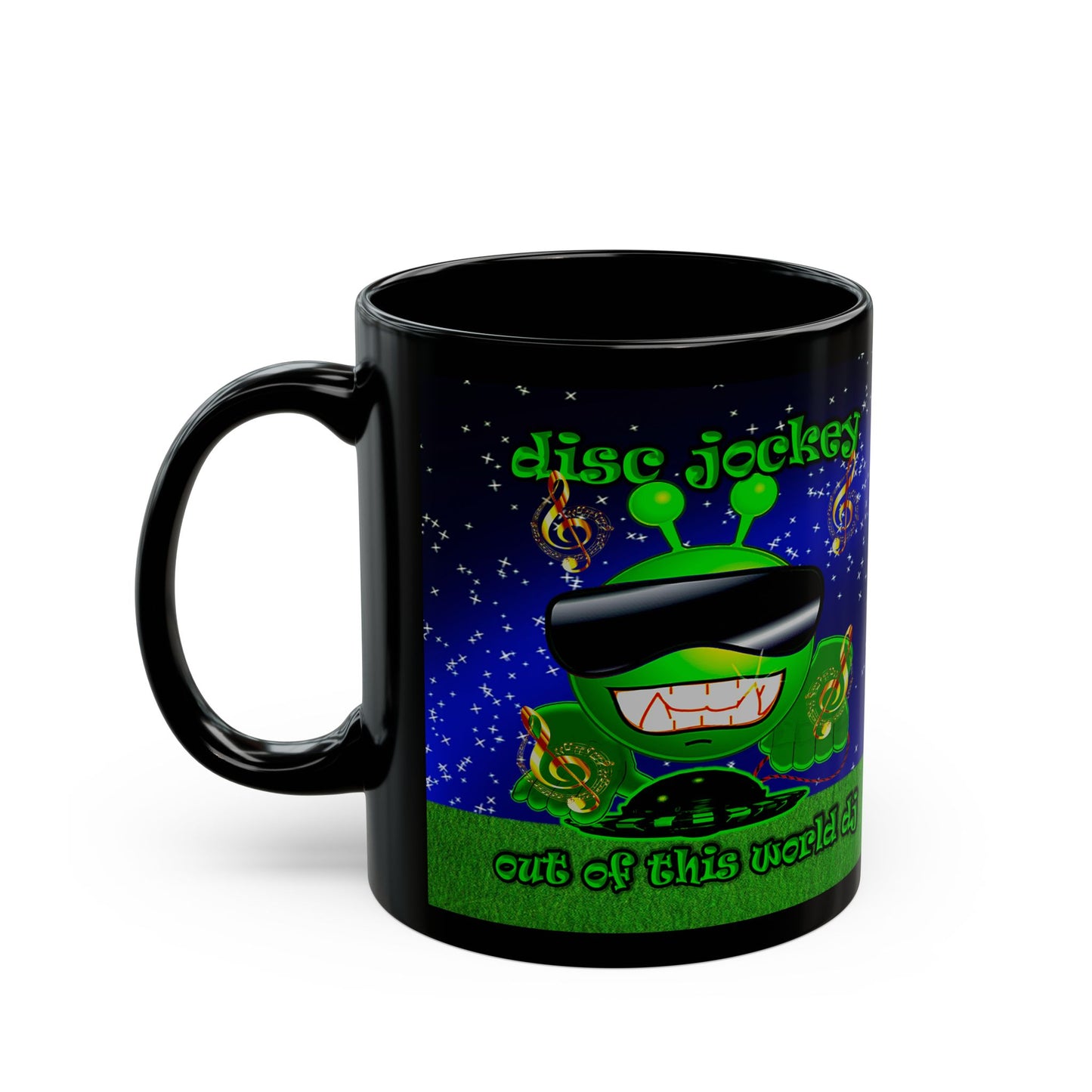 disc jockey - Black Mug ('snoops' background)