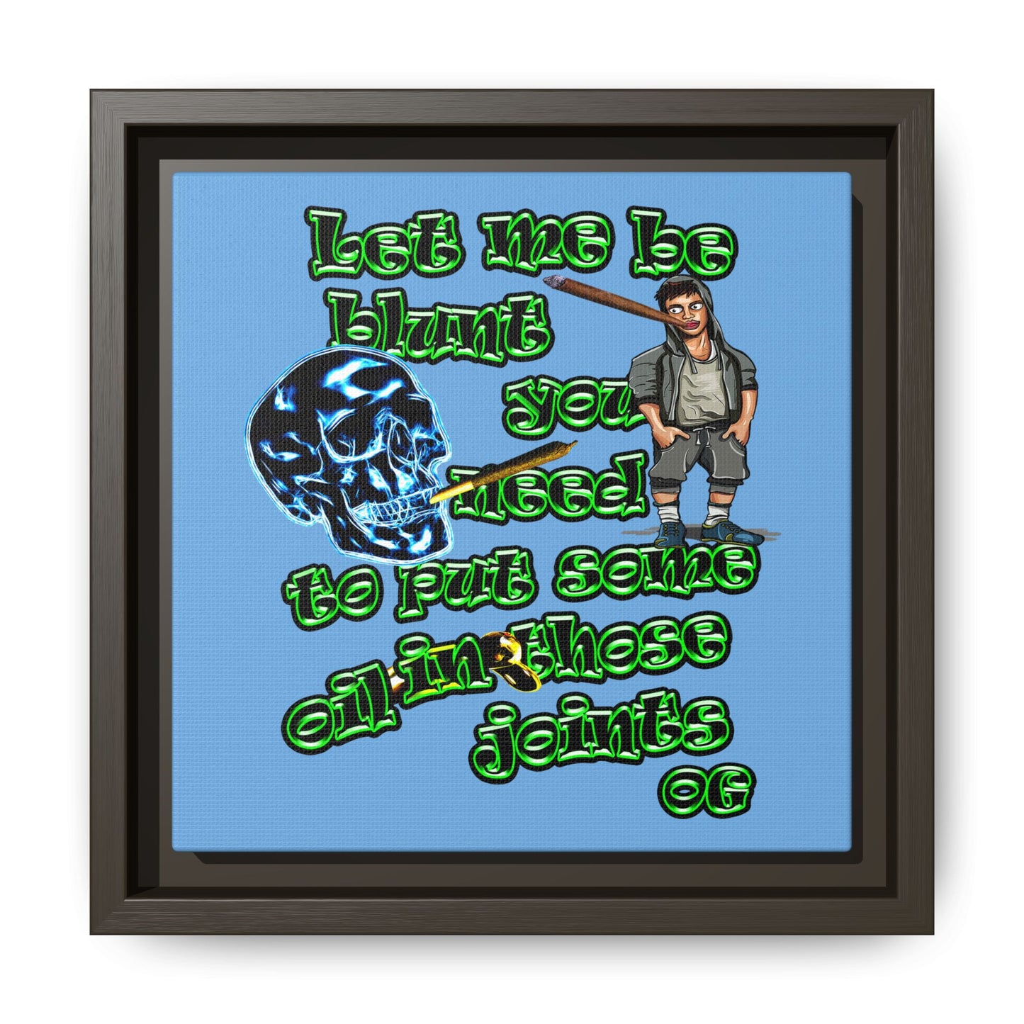 og - framed canvas art (light blue)