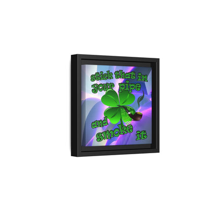 stick that in your pipe and smoke it - framed canvas art (grey-pink wave)