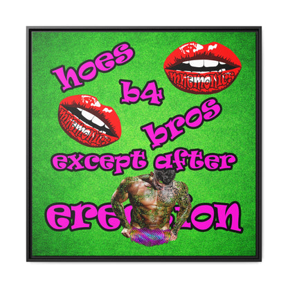 hoes b4 bros - framed canvas art (green turf)
