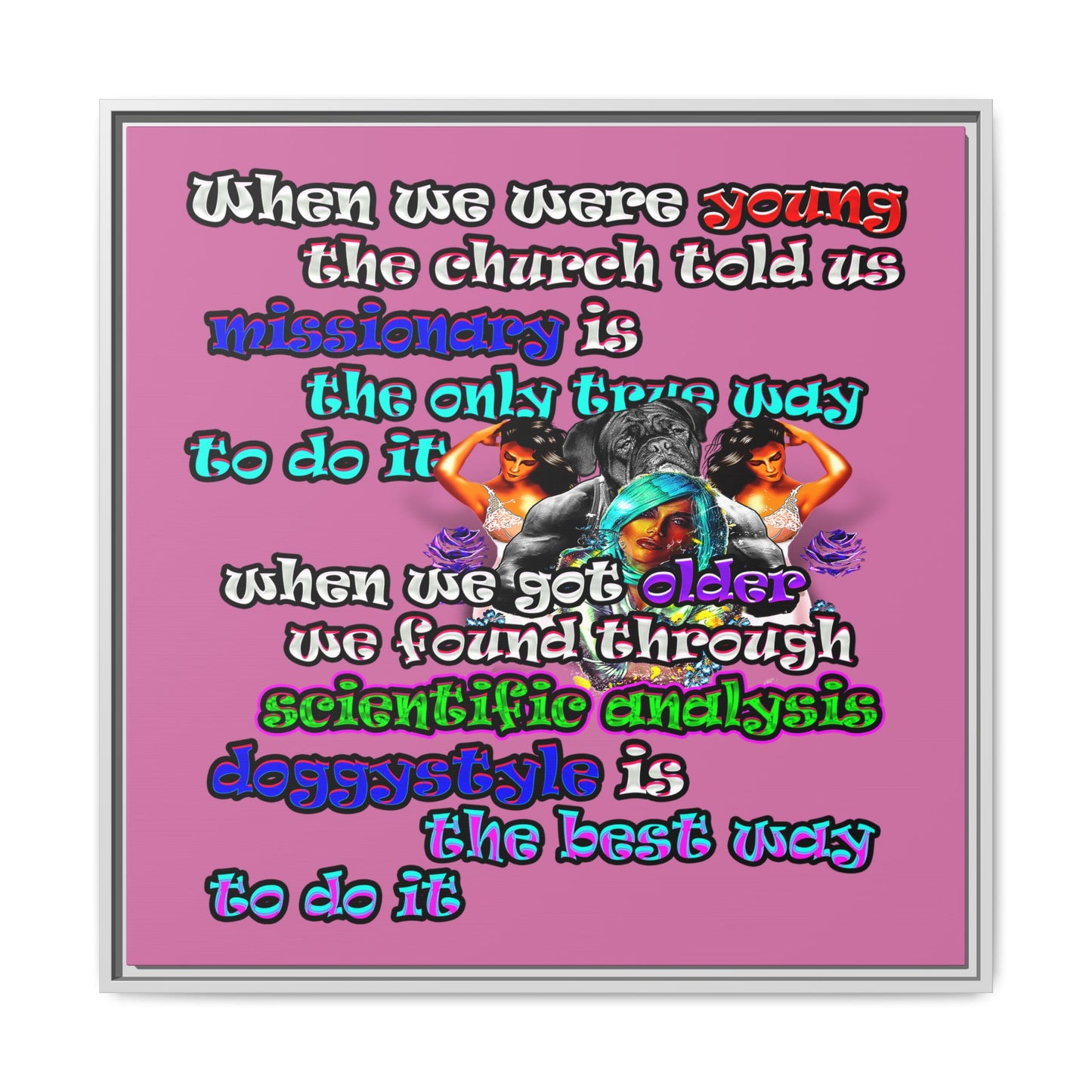 doggystyle - framed canvas art (light pink)