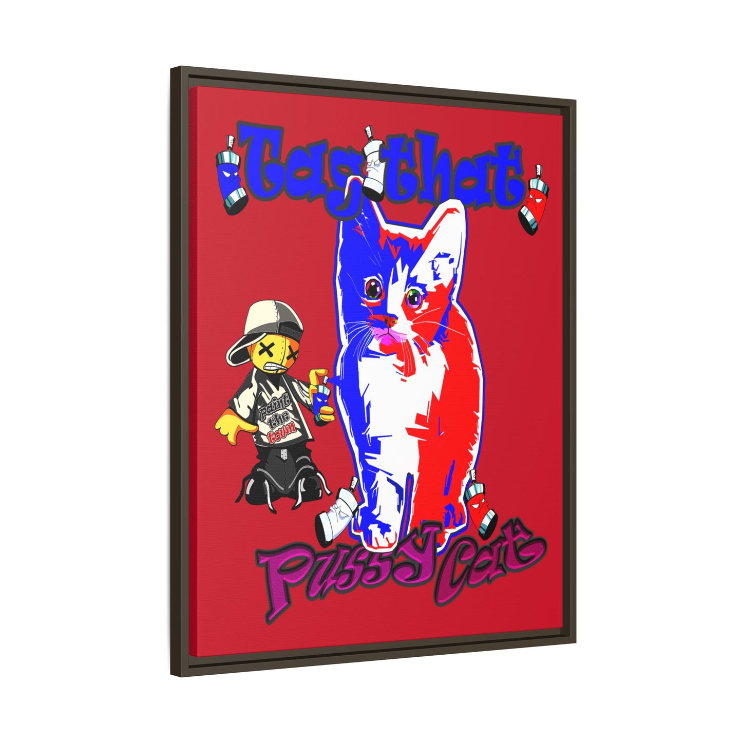 tag that - framed canvas art (dark red)