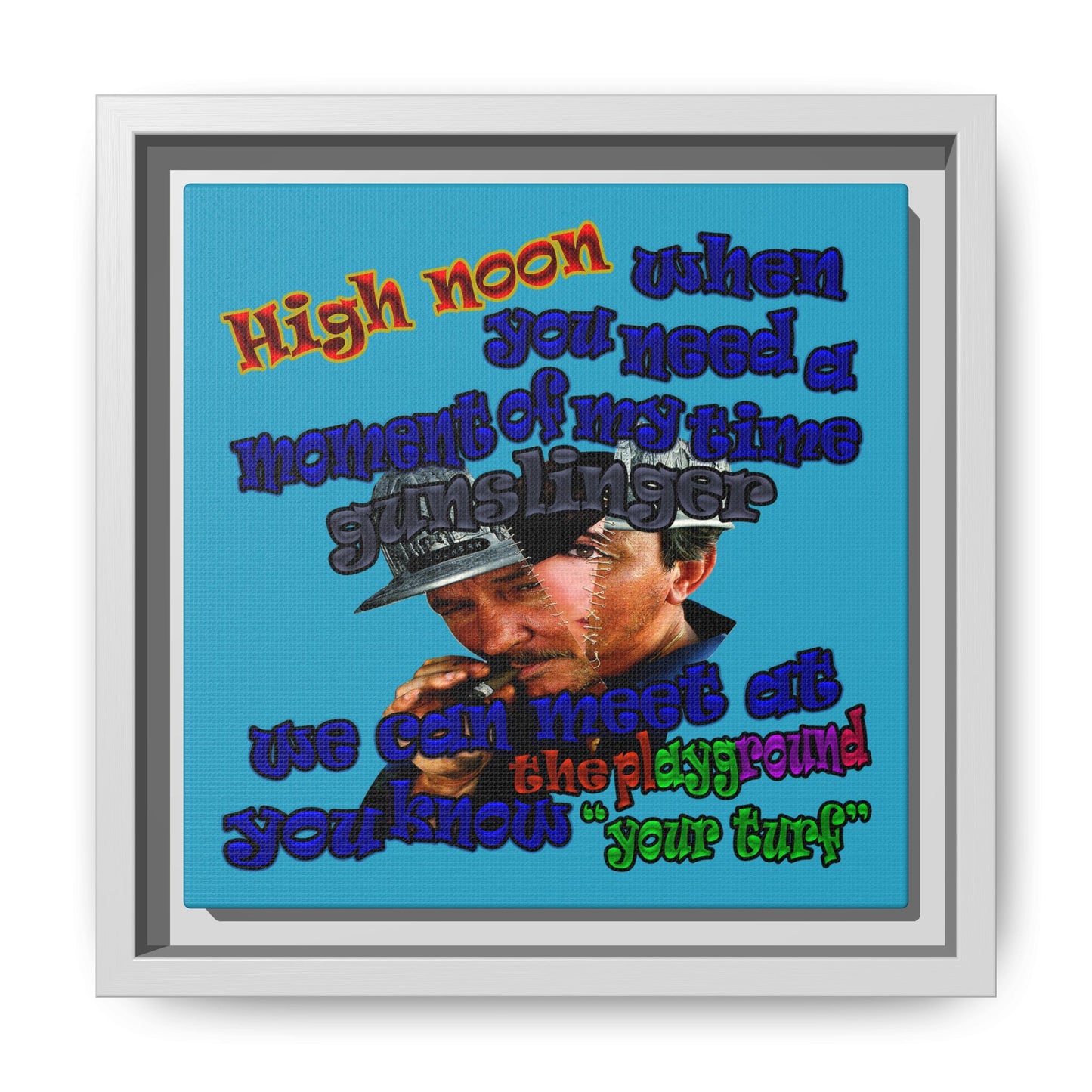 high noon - framed canvas art (turquoise)
