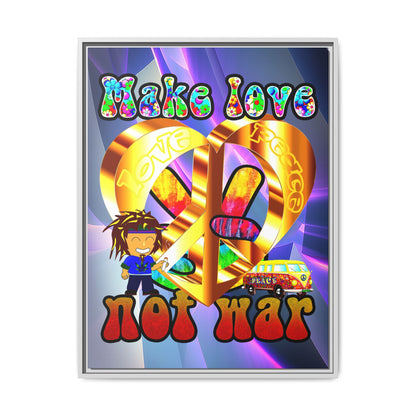 love peace - framed canvas art (grey-pink wave)