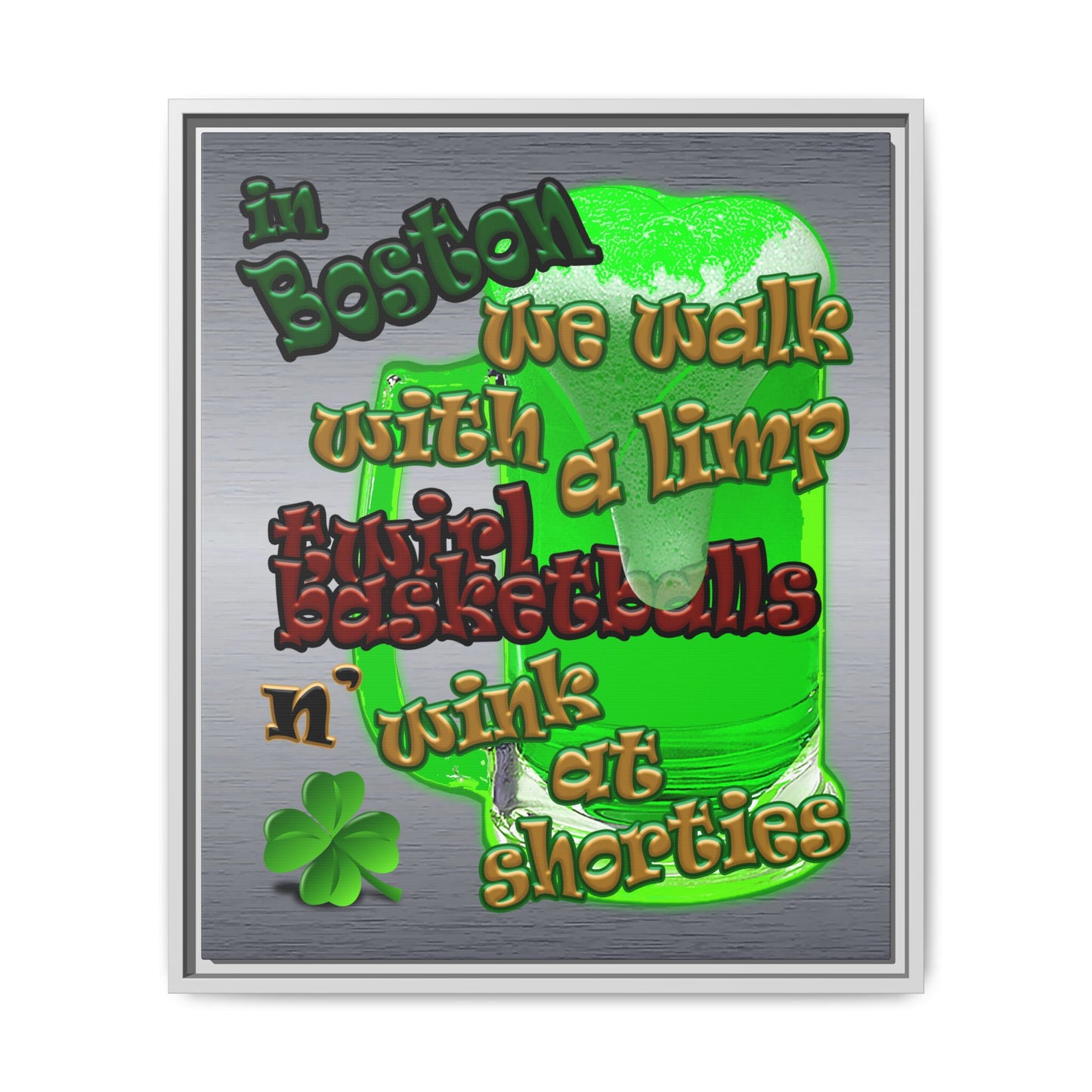 celtics logo - framed canvas art (brushed nickel)