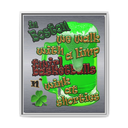 celtics logo - framed canvas art (brushed nickel)