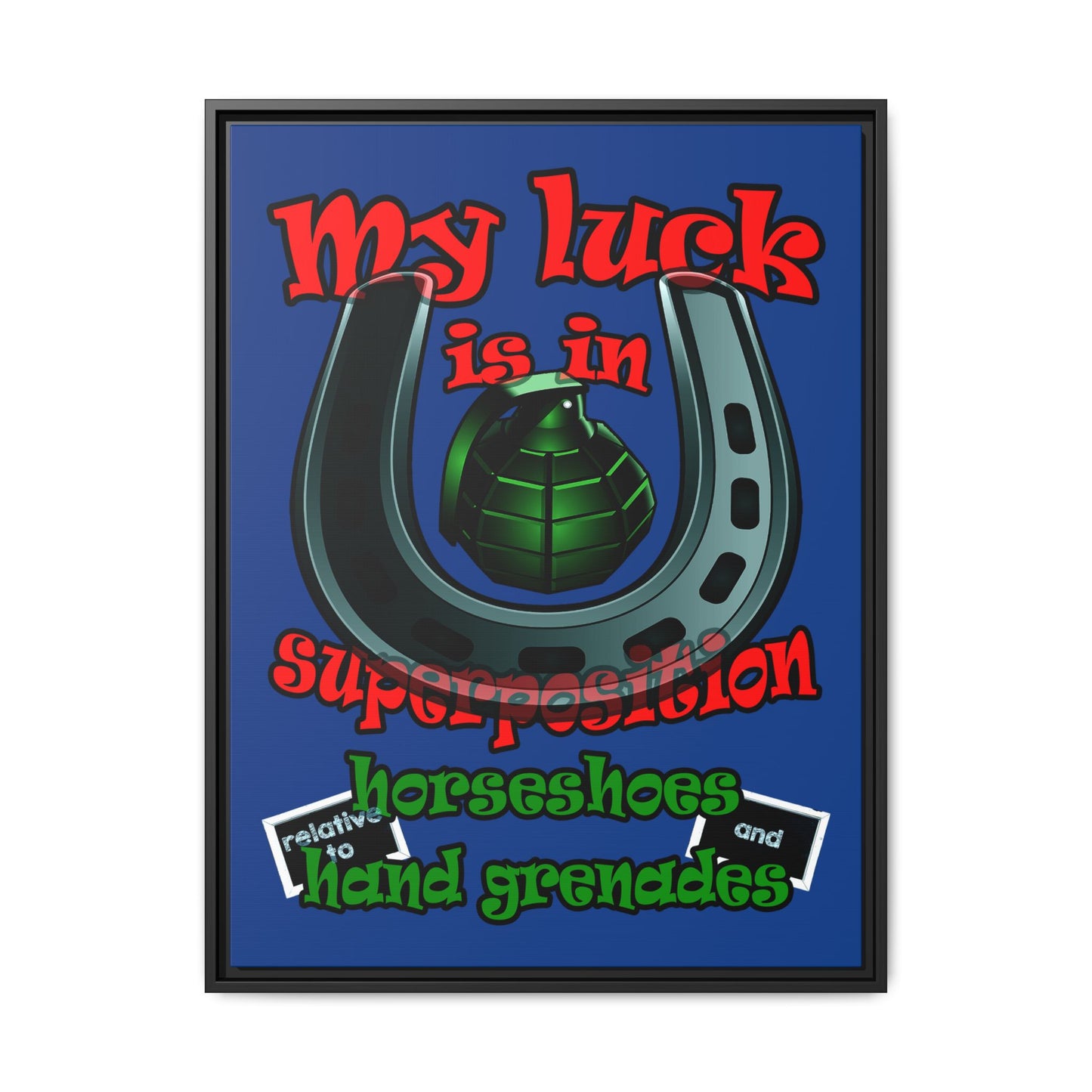 my luck - framed canvas art (dark blue)