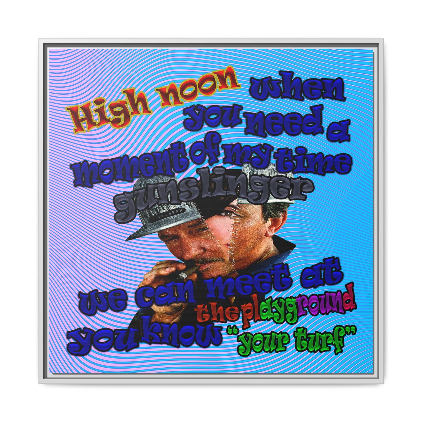 high noon - framed canvas art (light blue-purple wave)