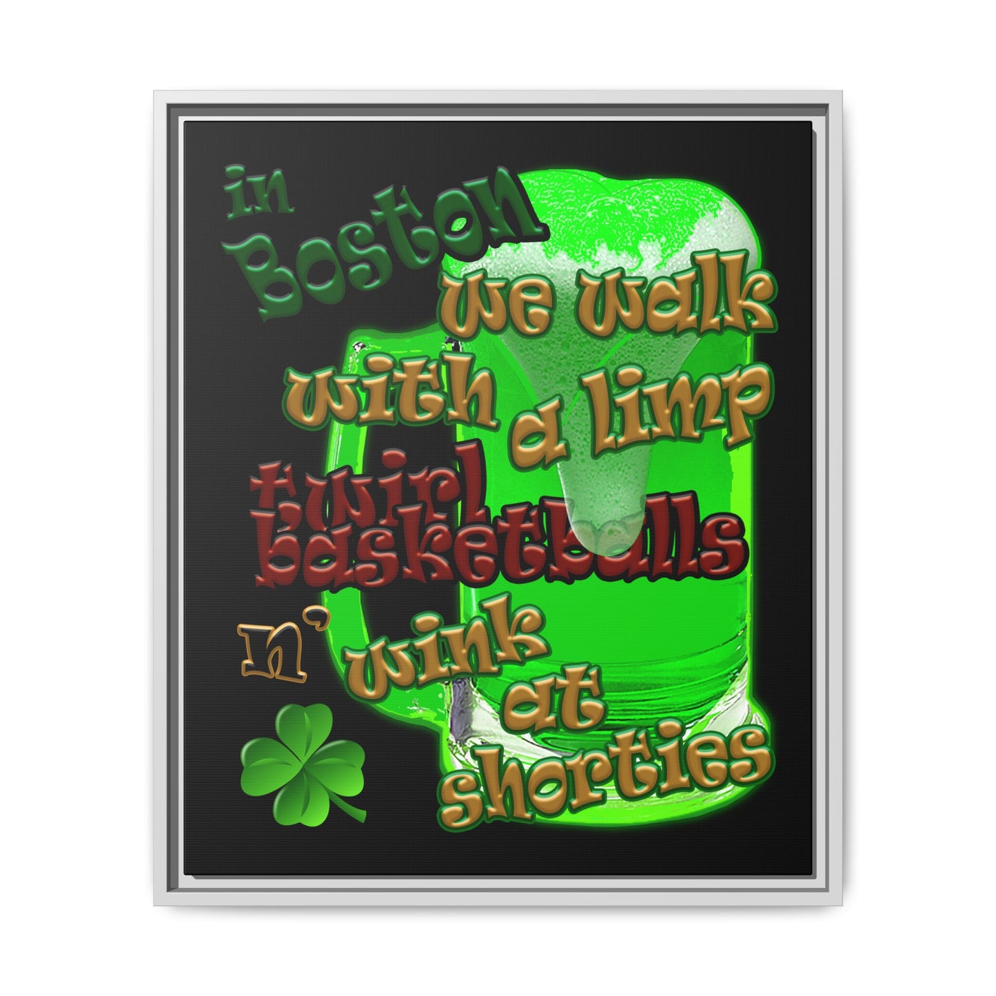 celtics logo - framed canvas art (black)