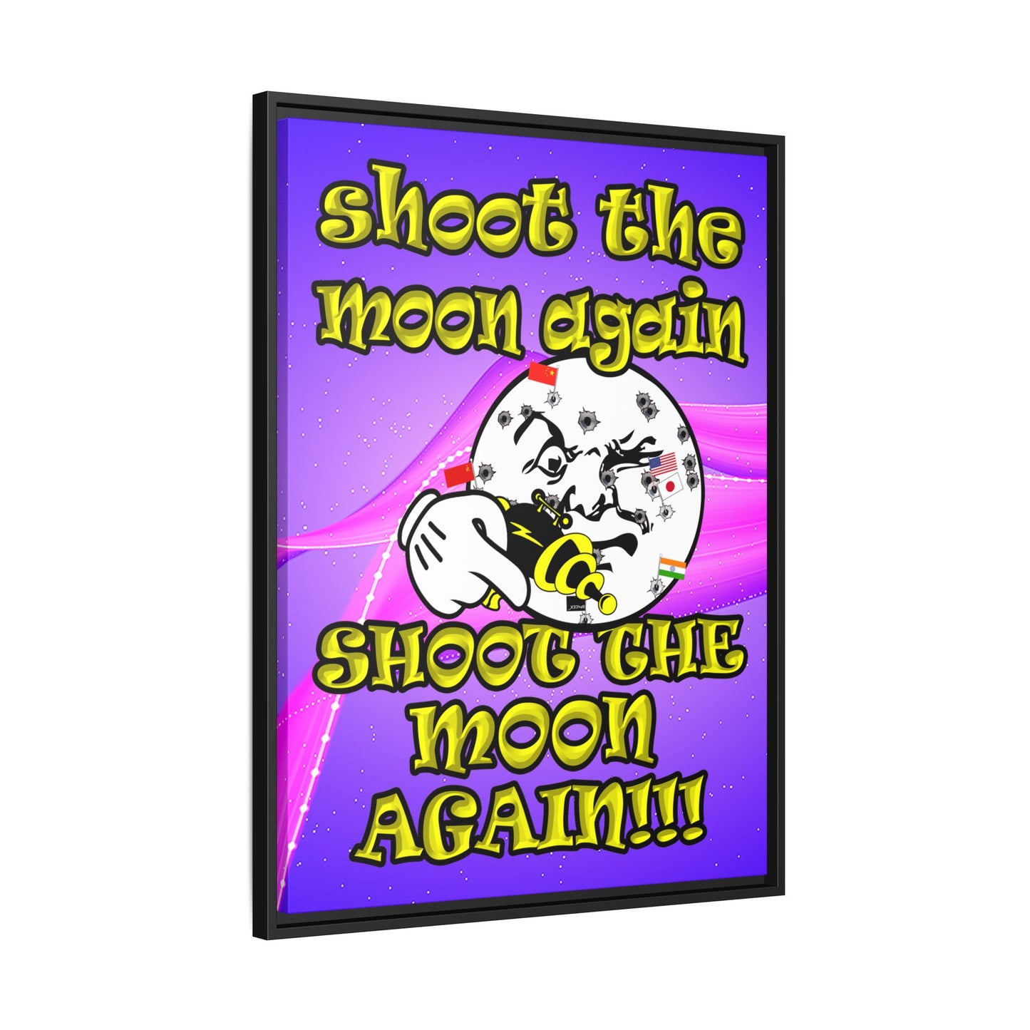 shoot the moon again - framed canvas art (purple-pink wave)