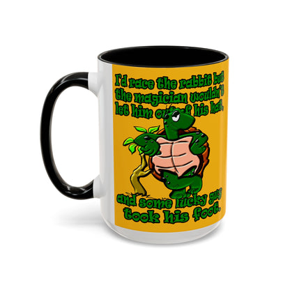 turtle race - Accent Mug (yellow)