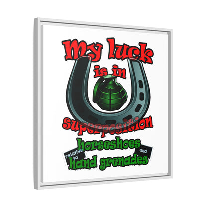 my luck - framed canvas art (white)