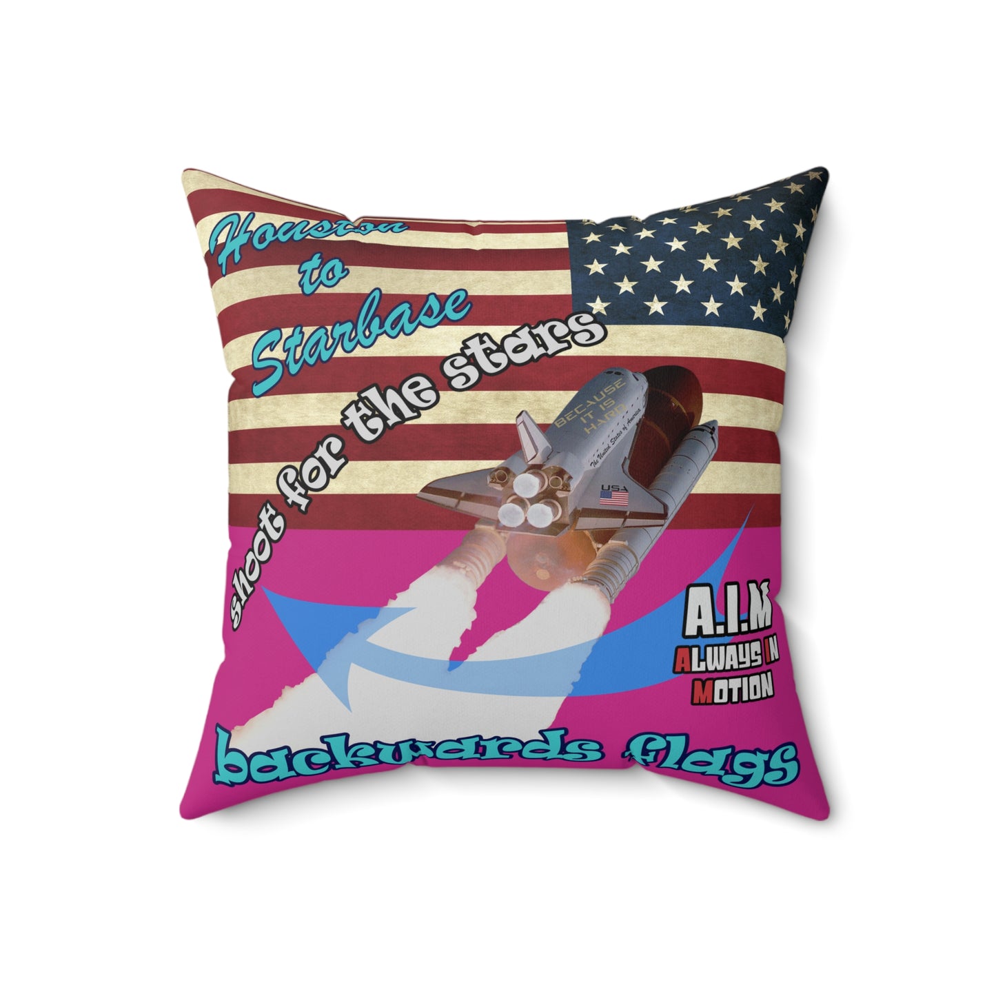 shoot for the stars - Spun Polyester Square Pillow - (pink)