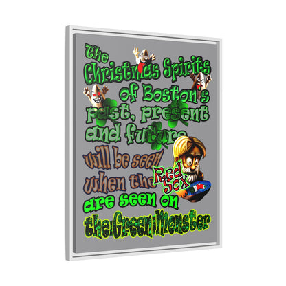 christmas spirits of boston - framed canvas art (grey)