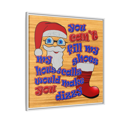 santa's shoes - framed canvas art (butterscotch wood finish)