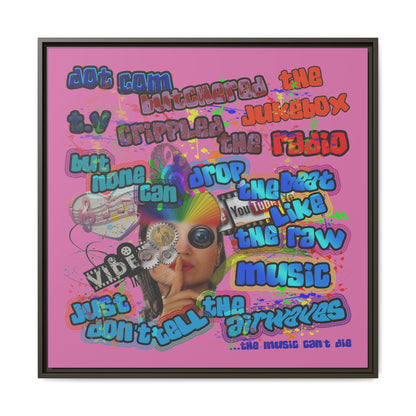 drop the beat - framed canvas art (light pink)