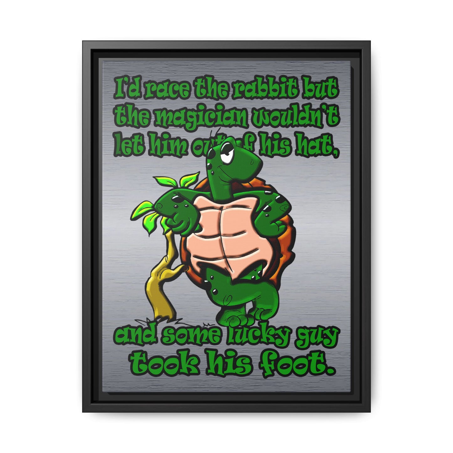 turtle race - framed canvas art (brushed nickel)