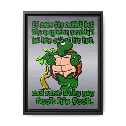 turtle race - framed canvas art (brushed nickel)