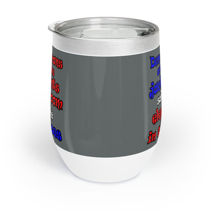 donkeys and elephants - Chill Wine Tumbler (dark grey)