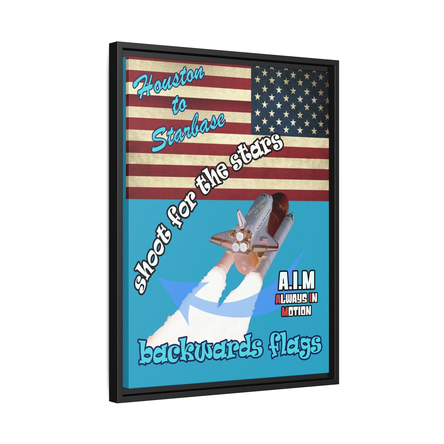 shoot for the stars - framed canvas art (turquoise)