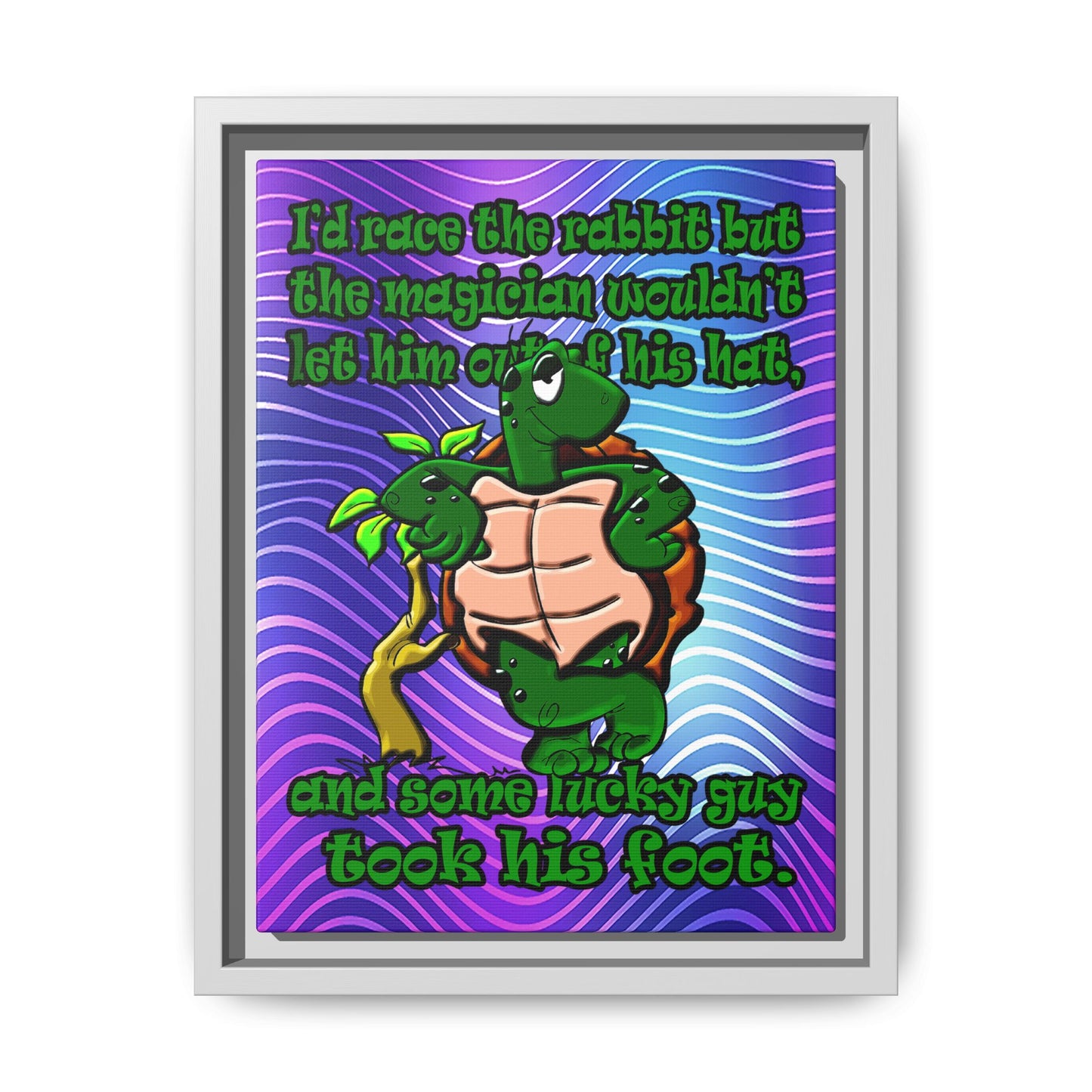 turtle race - framed canvas art (purple wave)