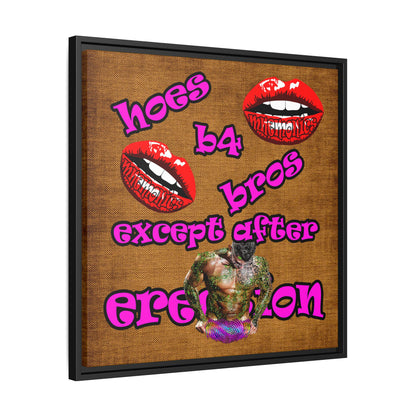 hoes b4 bros - framed canvas art (brown papyrus)