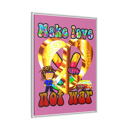 love peace - framed canvas art (light pink)