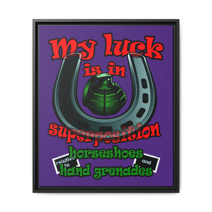 my luck - framed canvas art (purple)