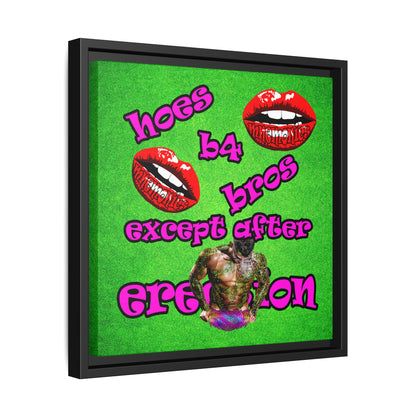 hoes b4 bros - framed canvas art (green turf)
