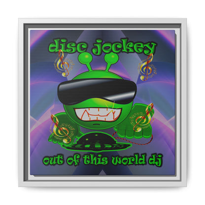 disc jockey - framed canvas art (grey-pink wave)