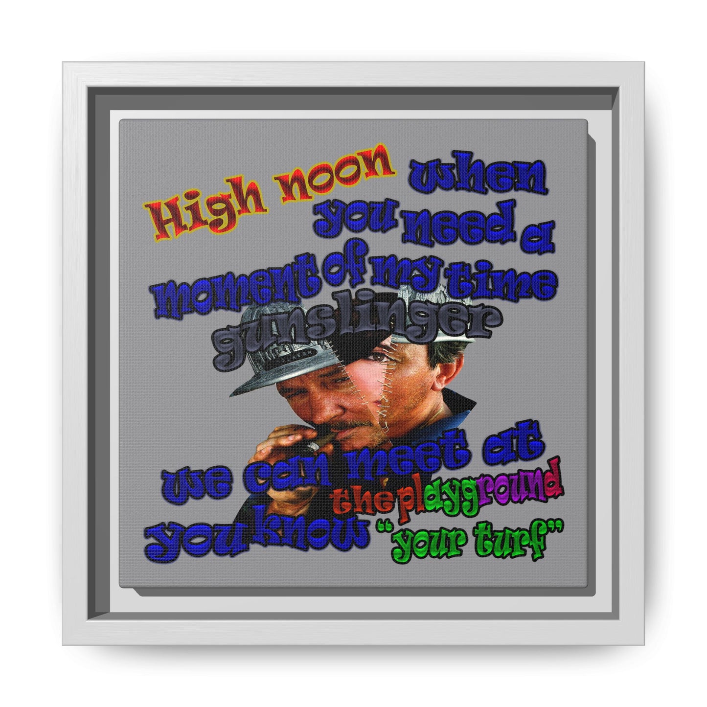 high noon - framed canvas art (grey)