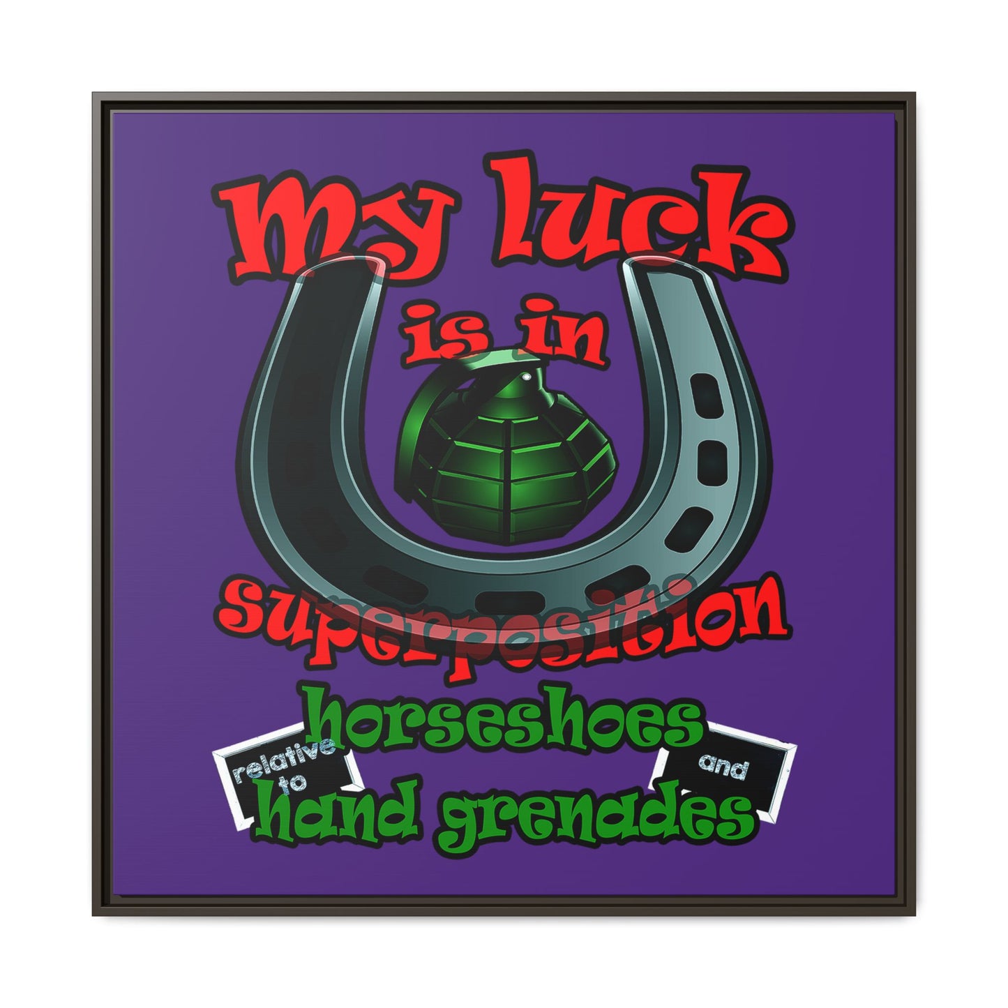 my luck - framed canvas art (purple)